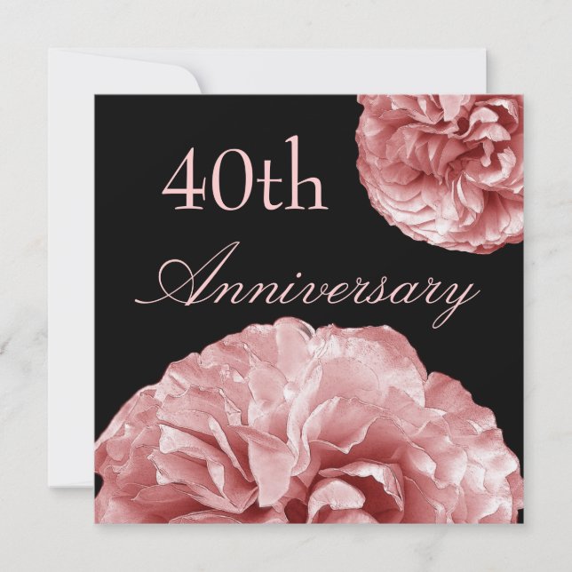 40th Anniversary Invitation PASTEL PINK Roses (Front)