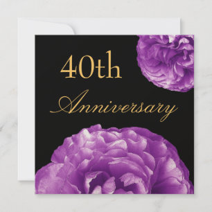 40th Anniversary Invitation - PURPLE  Roses
