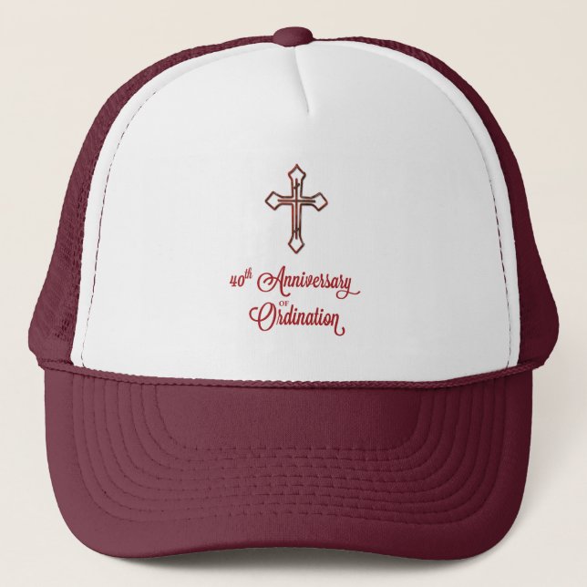 40th Anniversary of Ordination, Ruby Cross on Star Trucker Hat (Front)