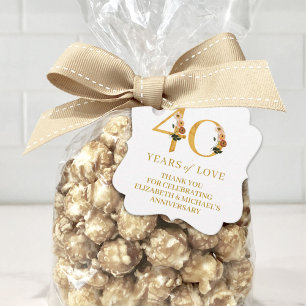 40th Anniversary Party 40 Years of Love Favour Tags