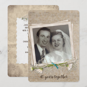 40th anniversary party old-fashioned photo frame invitation