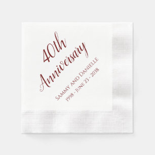 40th Anniversary Party Personalised Napkins