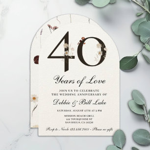 40th Anniversary Party Wildflower 40 Years of Love Invitation