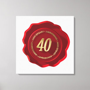40th anniversary red wax seal canvas print