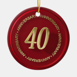 40th anniversary red wax seal ceramic tree decoration