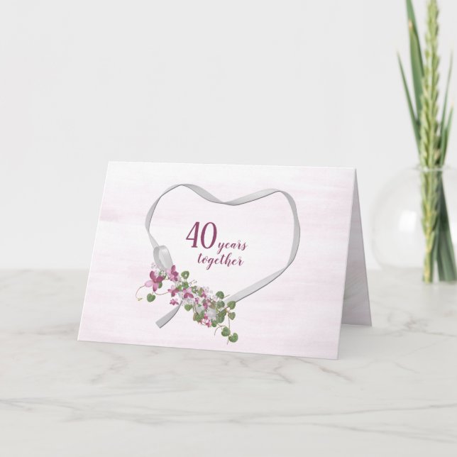 40th Anniversary Ribbon Heart Card (Front)