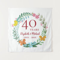 40th Anniversary Ruby Floral Butterfly Wreath