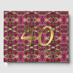 40th Anniversary Ruby Gold Pattern 'Elegant Guest Book