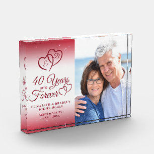 40th Anniversary Ruby Heart 40 YEARS INTO FOREVER Photo Block
