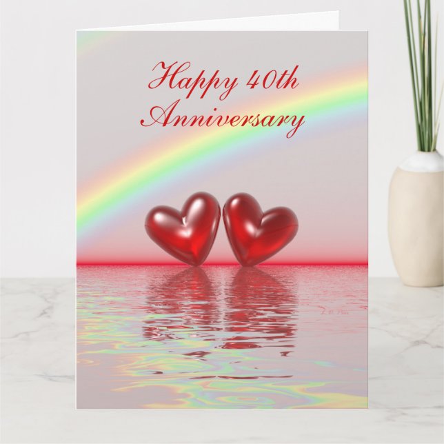 40th Anniversary Ruby Hearts Card (Front)