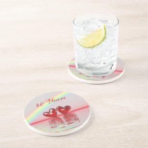 40th Anniversary Ruby Hearts Coaster