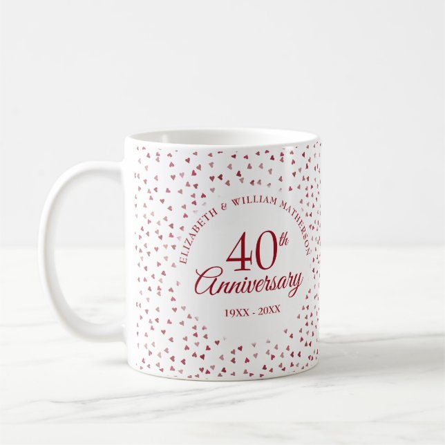 40th Anniversary Ruby Hearts Coffee Mug (Left)