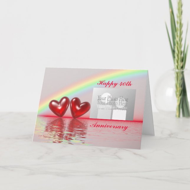 40th Anniversary Ruby Hearts (for photo) Card (Front)