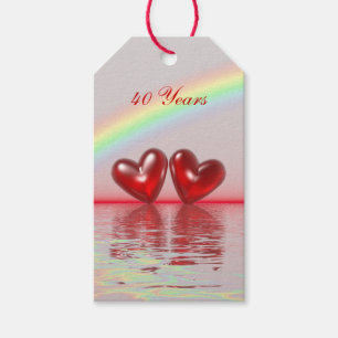 40th Anniversary Ruby Hearts Gift Tags