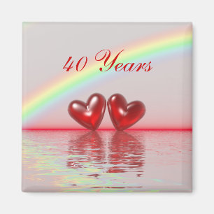 40th Anniversary Ruby Hearts Magnet