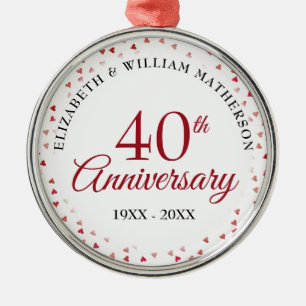 40th Anniversary Ruby Hearts Metal Tree Decoration