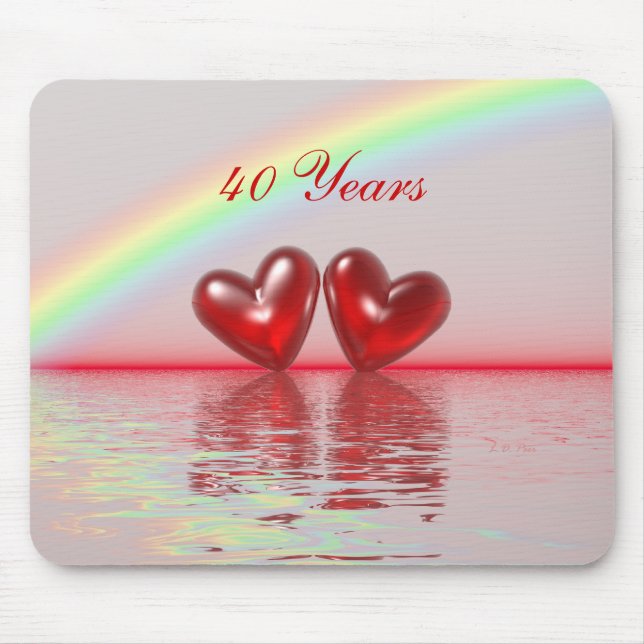 40th Anniversary Ruby Hearts Mouse Pad (Front)