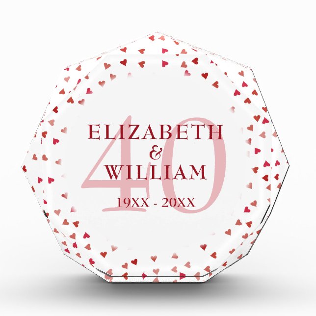 40th Anniversary Ruby Hearts Photo Block (Front)