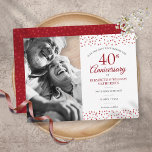 40th Anniversary Ruby Hearts Save the Date Photo  Announcement Postcard<br><div class="desc">Featuring delicate ruby hearts confetti,  you can personalise with your special photo and forty years ruby anniversary save the date information in chic lettering. Designed by Thisisnotme©</div>