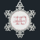 40th Anniversary Ruby Hearts Snowflake Pewter Christmas Ornament<br><div class="desc">Designed to coordinate with our 40th Anniversary Ruby Hearts collection. Featuring delicate ruby hearts. Personalise with your special forty years ruby anniversary information in chic lettering. Designed by Thisisnotme©</div>