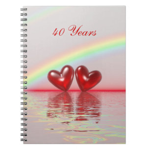 40th Anniversary Ruby Hearts Spiral Notebook