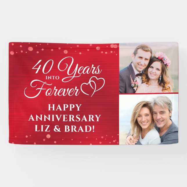 40th Anniversary Ruby Hearts YEARS INTO FOREVER Banner (Horizontal)