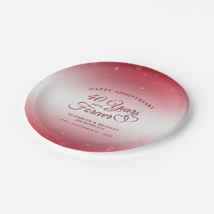40th Anniversary Ruby Hearts YEARS INTO FOREVER Paper Plate