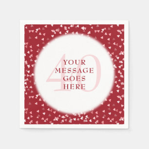 40th Anniversary Ruby Love Hearts Confetti Napkin