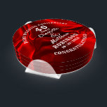 40th Anniversary Ruby Wedding Gift Personalised Coaster Set<br><div class="desc">Typography editable script text  with personal names wedding anniversary date,  in ruby red and white tones; an elegant and stylish keepsake gift in celebration of a fortieth ruby wedding anniversary.</div>