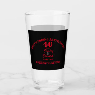 40th Anniversary Ruby Wedding Gift: Personalised Glass