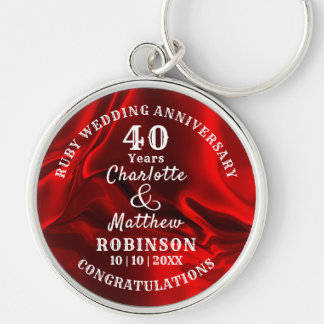 40th Anniversary Ruby Wedding Gift Personalised Key Ring