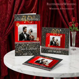40th Anniversary Save the Date  Ruby Gem & Photo Invitation