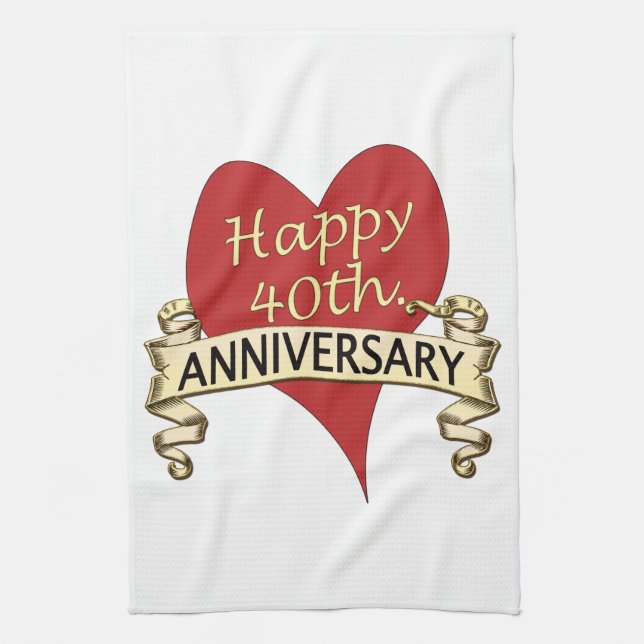 40th. Anniversary Tea Towel (Vertical)