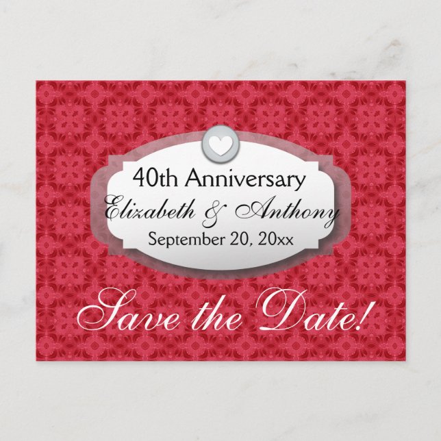 40th Anniversary Wedding Anniversary Ruby Red Z06 Announcement Postcard (Front)