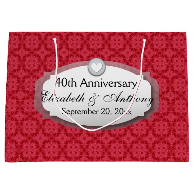 40th Anniversary Wedding Anniversary Ruby Red Z06 Large Gift Bag (Front)