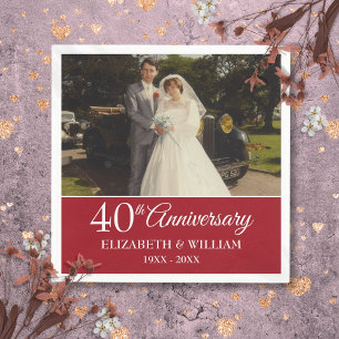 40th Anniversary Wedding Photo Elegant Ruby Napkin