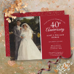 40th Anniversary Wedding Photo Ruby Confetti Invitation<br><div class="desc">Personalise with your favourite wedding photo and your special 40th ruby wedding anniversary celebration details in chic white typography on a ruby red background. The reverse features ruby confetti. Designed by Thisisnotme©</div>