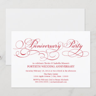 40th Anniversary White/Red Invitation