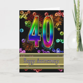 40th anniversary with fireworks and bubbles card