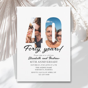 40th Anniversary with Photo Minimalist Invitation