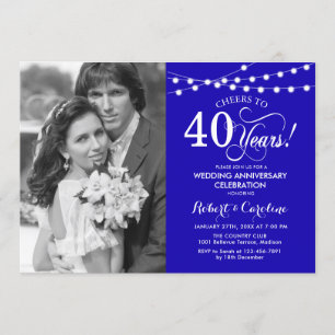40th Anniversary with Photo - Sapphire Blue Invitation