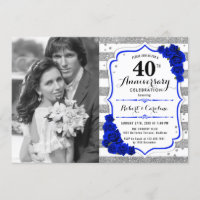40th Anniversary with Photo - Sapphire Blue Silver