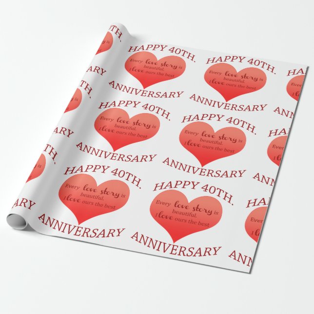 40th. Anniversary Wrapping Paper (Unrolled)