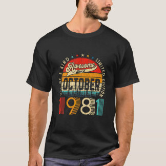 40Th Bday Decorations October 1981 Men Women 40 Ye T-Shirt