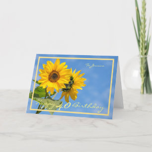 40th Bday Jessica Sunflowers Elegant Gold Frame Card