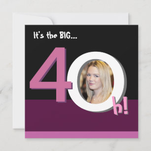 40th Big 4Oh! Photo Template Birthday Party -Pink