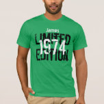 40th Birthday 1974 Limited Edition Custom V05 T-Shirt<br><div class="desc">Looking for a unique 40th birthday gift? Here's a fun birthday shirt showing the best vintage year and the sentiment LIMITED EDITION and a spot to customise with a name. A selection of other Jaclinart birthday and vintage year t-shirts is shown below. And! text is customisable, so you can change...</div>