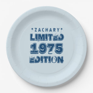 40th Birthday 1975 Limited Edition Custom E17 BLUE Paper Plate