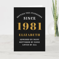 40th Birthday 1981 Black Gold Lady's Personalised