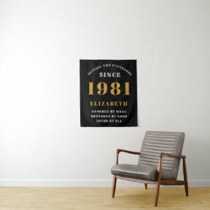40th Birthday 1981Black Gold lady's Personalised Tapestry